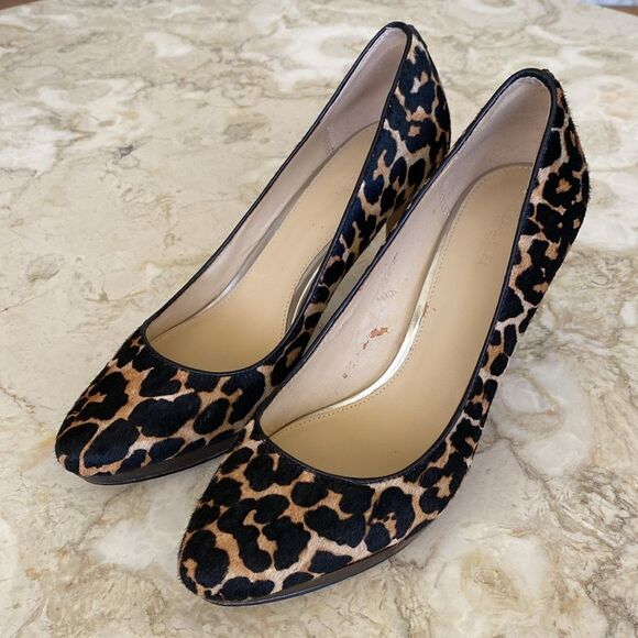 Coach Leather Leopard Print Pony Hair 4” Heels Platform Pumps - Picture 4 of 16